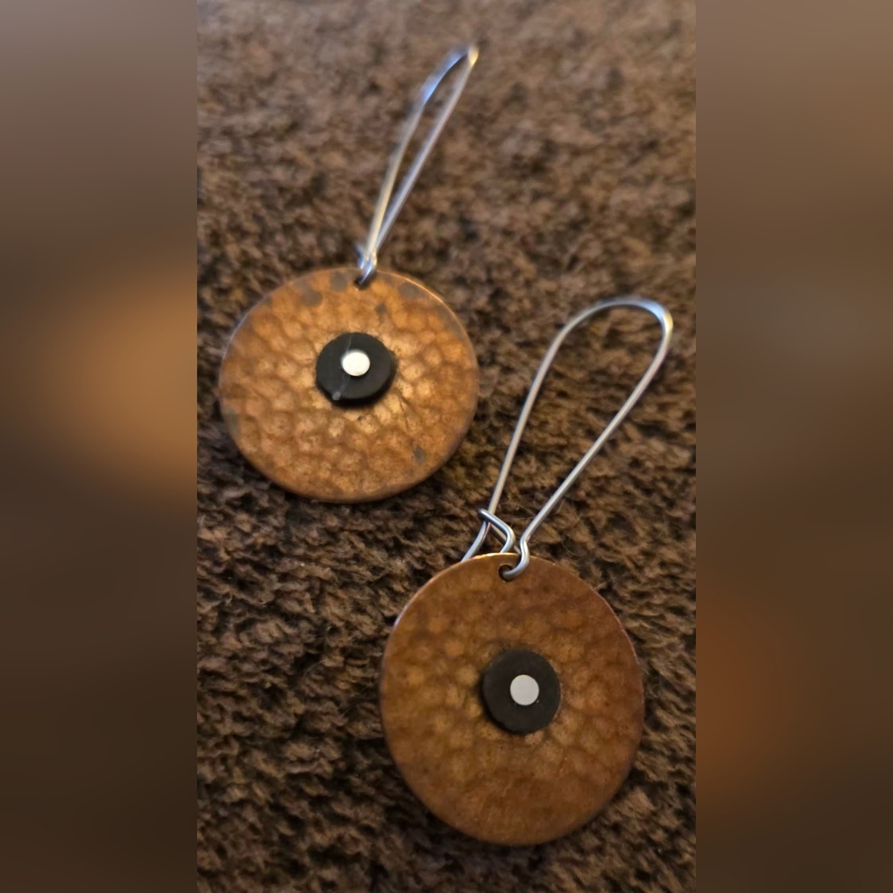 Hand Crafted Brass Disc Earrings